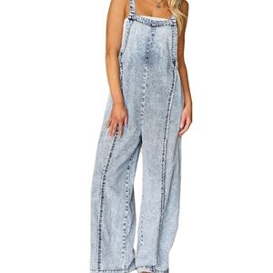 backless denim overall